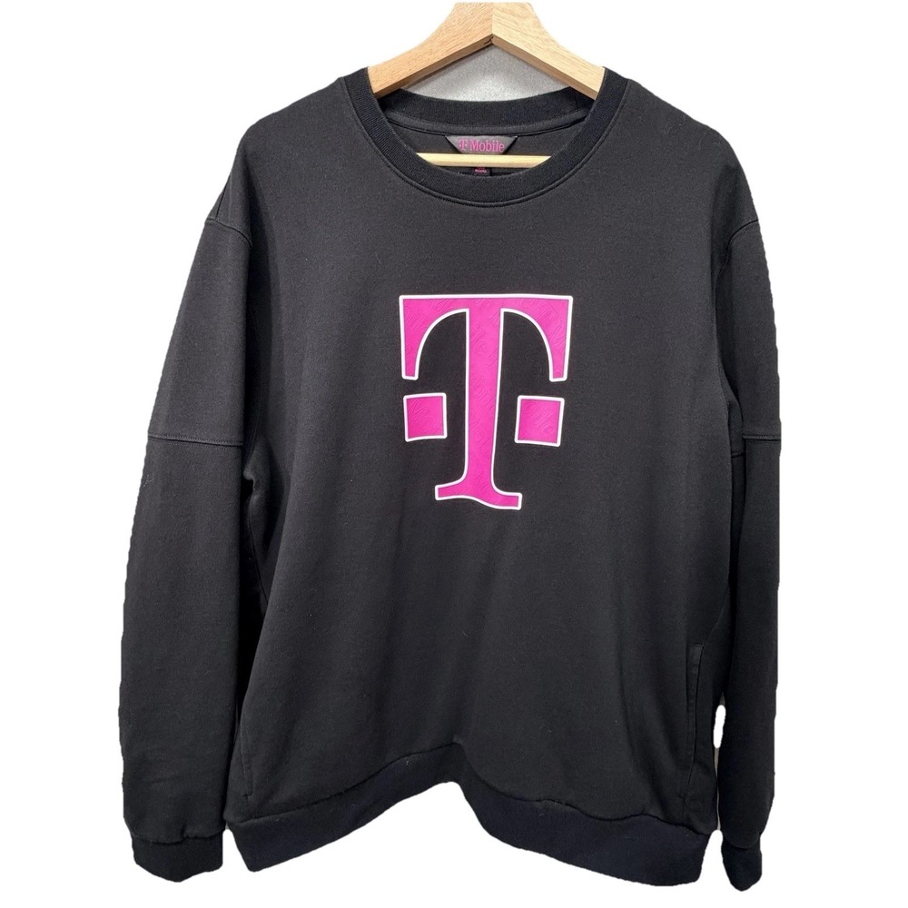 T-Mobile Crewneck Sweatshirt Men's XL Black Pink Logo Pullover Casual Streetwear